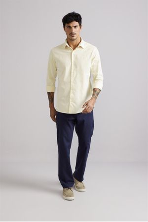Camisa Linen Blend Slim Fit - Amarelo