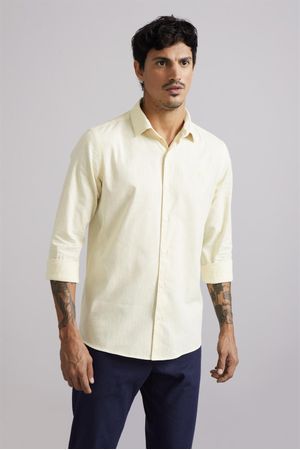 Camisa Linen Blend Slim Fit - Amarelo