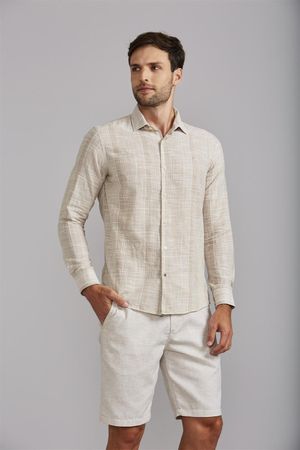 Camisa Slim Fit - Bege