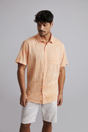 Camisa Manga Curta com Bolso Comfort - Laranja