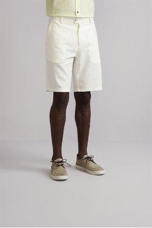 Bermuda Chino Comfort Linen Blend - Off White