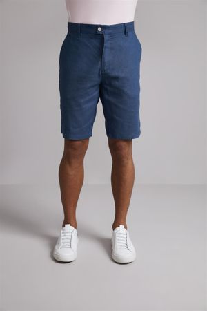 Bermuda Chino Comfort Linen Blend - Azul Médio