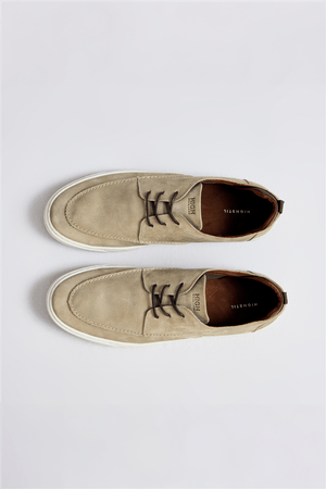 Sapato Casual Couro - Bege Areia