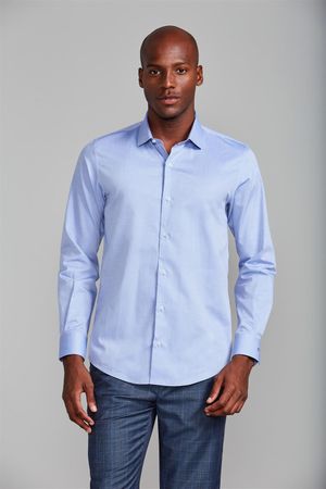 Camisa Social Slim Fit - Azul Médio