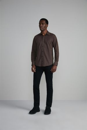 Camisa Slim Fit - Marrom Café