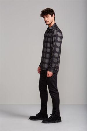 Camisa Slim Fit - Cinza Chumbo