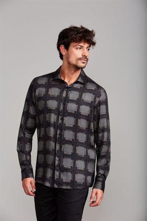 Camisa Slim Fit - Cinza Chumbo