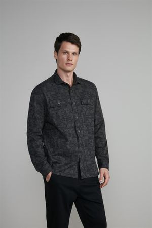 Camisa com Bolso Jacquard Comfort - Verde Militar