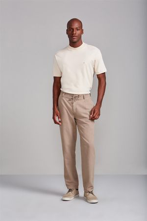 Calça Linen Blend Relax - Bege Fendi