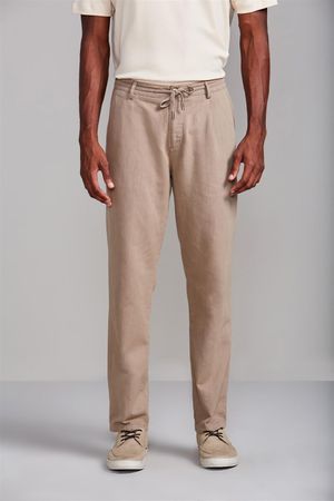 Calça Linen Blend Relax - Bege Fendi