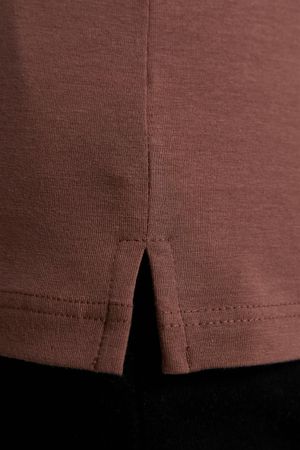 Camisa Polo Manga Longa Malha Slim Fit - Marrom Castanho