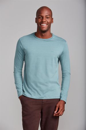 Camiseta Manga Longa Malha Slim Fit - Verde Malva
