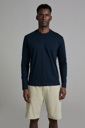 Camiseta Manga Longa Malha Comfort - Azul Marinho