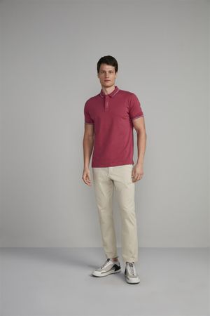 Camisa Polo Malha Slim Fit - Vinho Escuro
