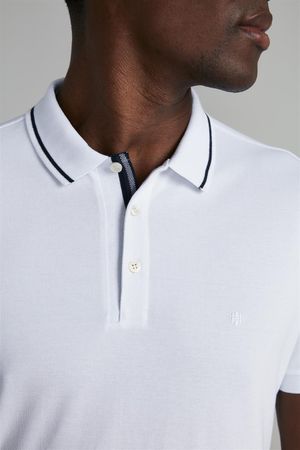 Camisa Polo Piquet Slim Fit - Branco