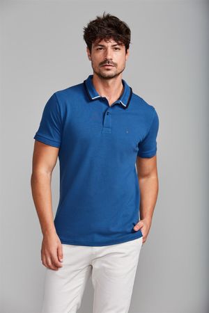 Camisa Polo Piquet Slim Fit - Azul Noturno