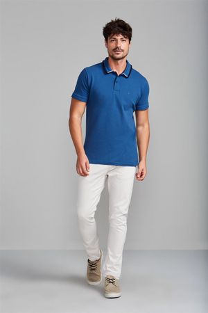 Camisa Polo Piquet Slim Fit - Azul Noturno