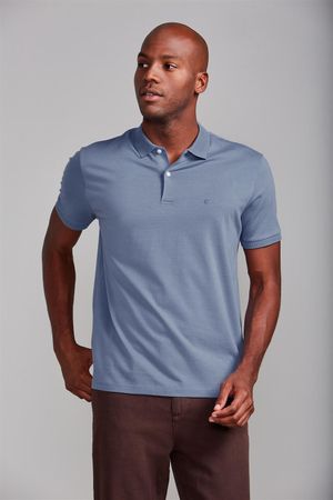 Camisa Polo Malha Comfort - Azul Jeans