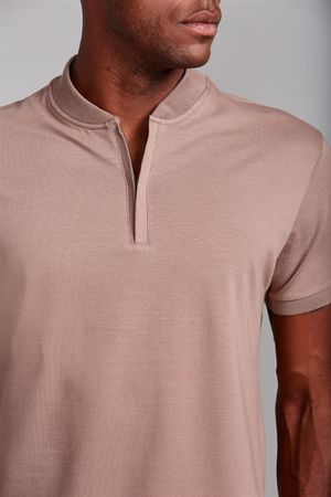 Camisa Polo Malha Slim Fit - Marrom Castanho