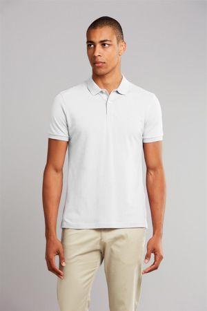 Camisa Polo Piquet Premium Slim Fit - Branco