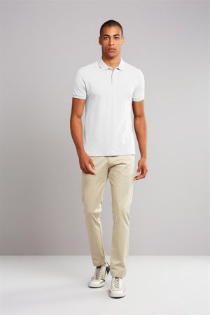 Camisa Polo Piquet Premium Slim Fit - Branco