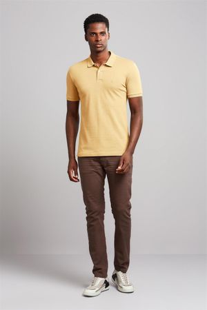 Camisa Polo Piquet Premium Slim Fit - Amarelo
