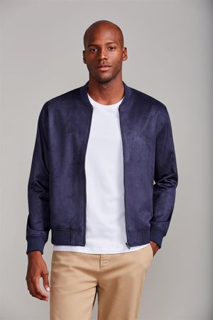 Jaqueta Bomber Suede - Azul Marinho
