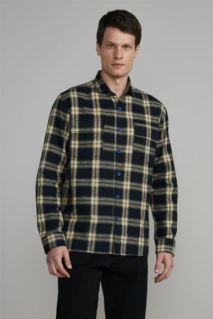 Camisa com Bolso Flanela Comfort - Azul Marinho