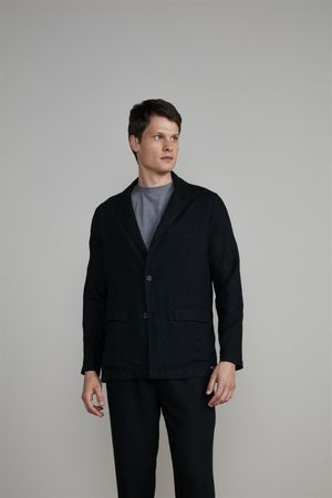 Blazer Linen Blend Slim Fit - Preto