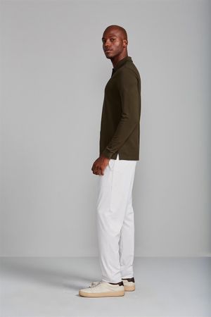 Camisa Polo Manga Longa com Zíper Piquet Comfort - Verde Azeitona