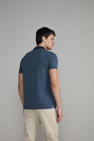 Camisa Polo Malha Slim Fit - Azul Cobalto