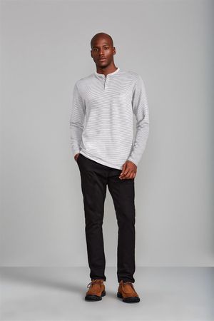 Camiseta Manga Longa Malha Piquet Slim Fit - Branco