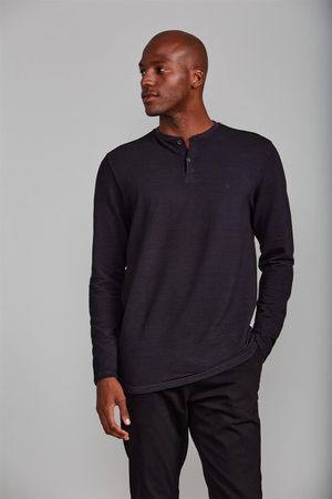 Camiseta Manga Longa Malha Piquet Slim Fit - Preto