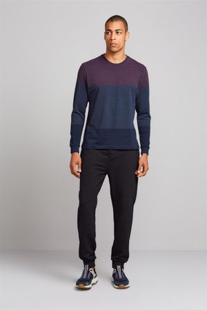 Camiseta Manga Longa Malha Comfort - Azul Marinho / Vinho