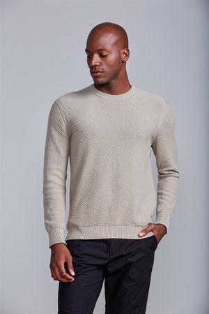 Tricot Gola Careca- Bege Areia