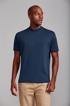Camiseta Gola Média Comfort - Azul Marinho
