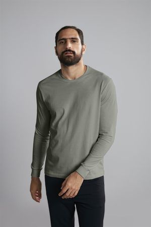 Camiseta Manga Longa Premium Comfort Malha - Verde Escuro